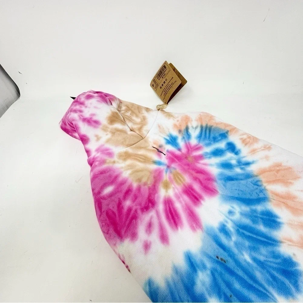 New FOUND MY ANIMAL Multicolor Tie Dye Hoodie Cotton Fleece Size Medium